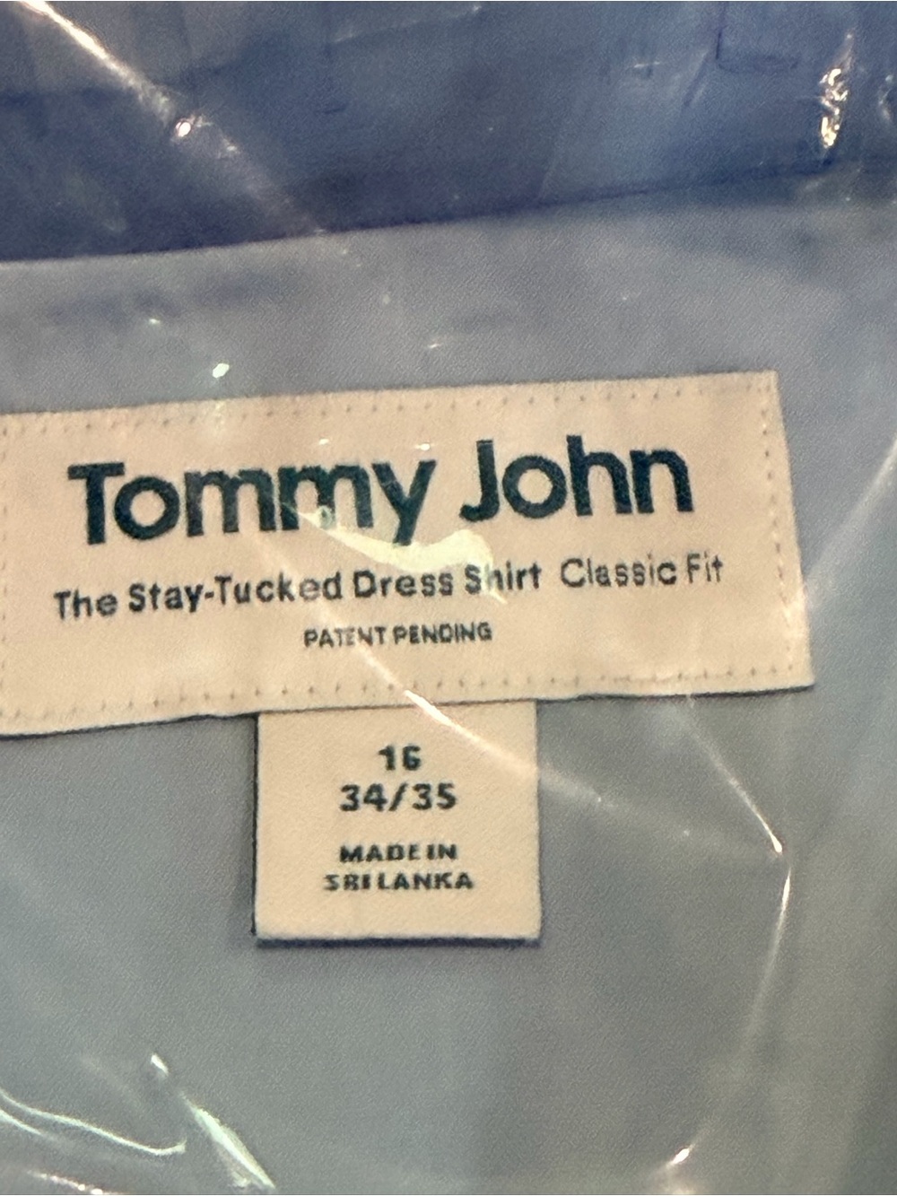 Tommy John Shirt Mens 16 34/35 Blue Stay-Tucked Classic Fit Dress - Picture 3 of 5